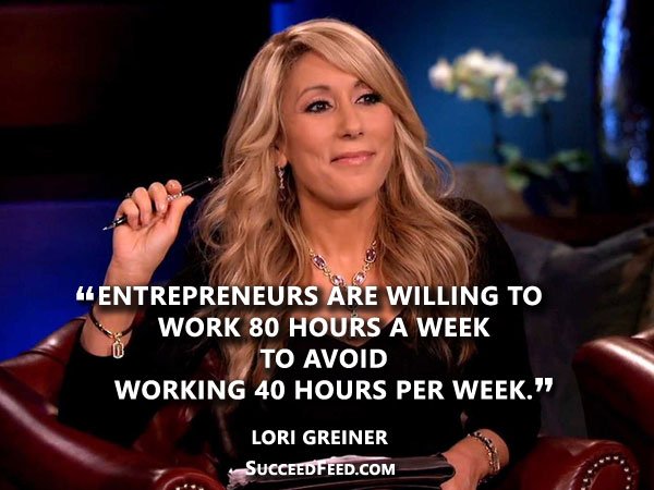 Lori Greiner Quotes - Entrepreneurs are willing to work...